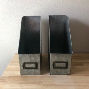 Set of 2 Galvanized Magazine Holder